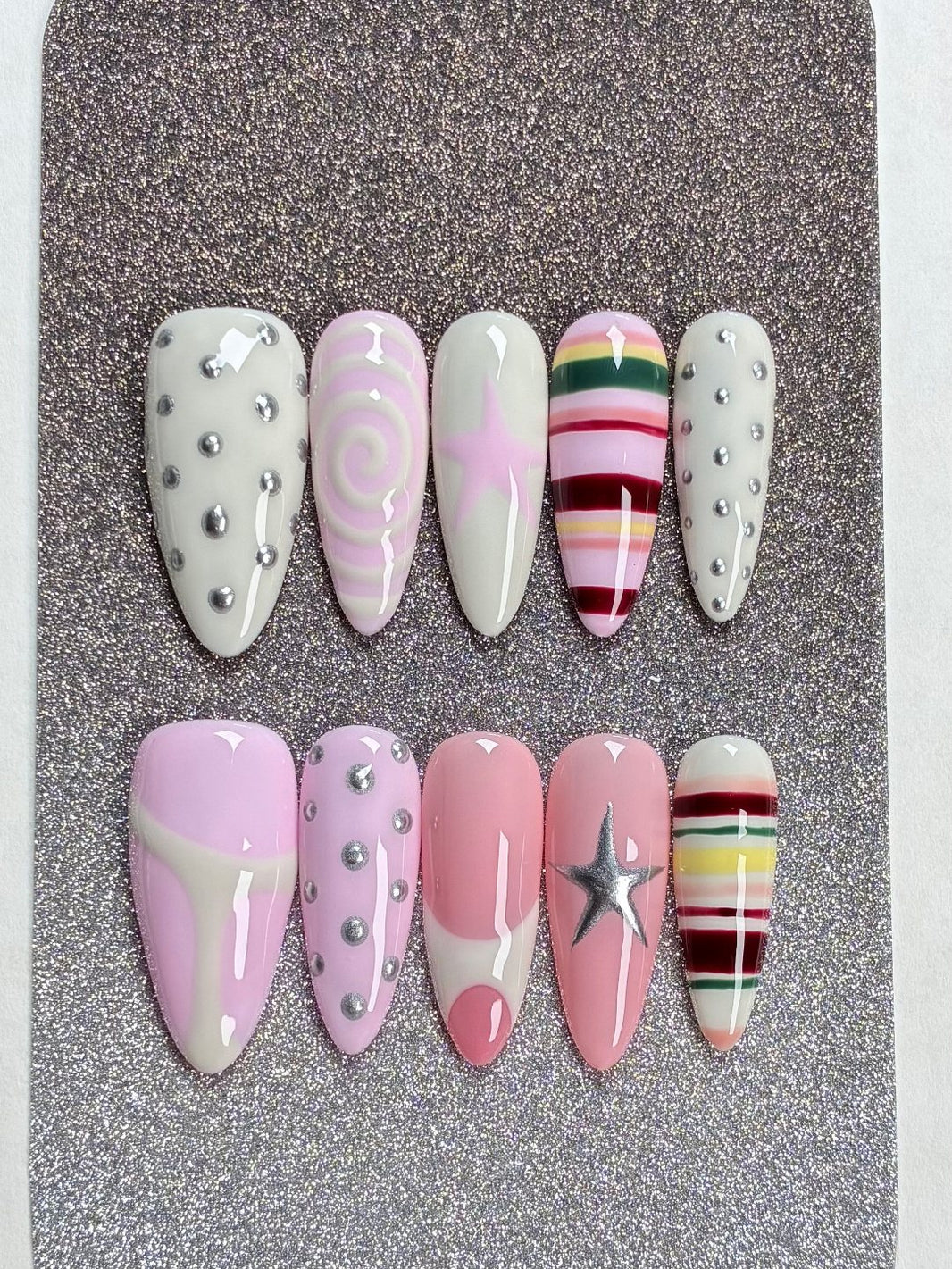 Pastel Rainbow Stripe Press Ons