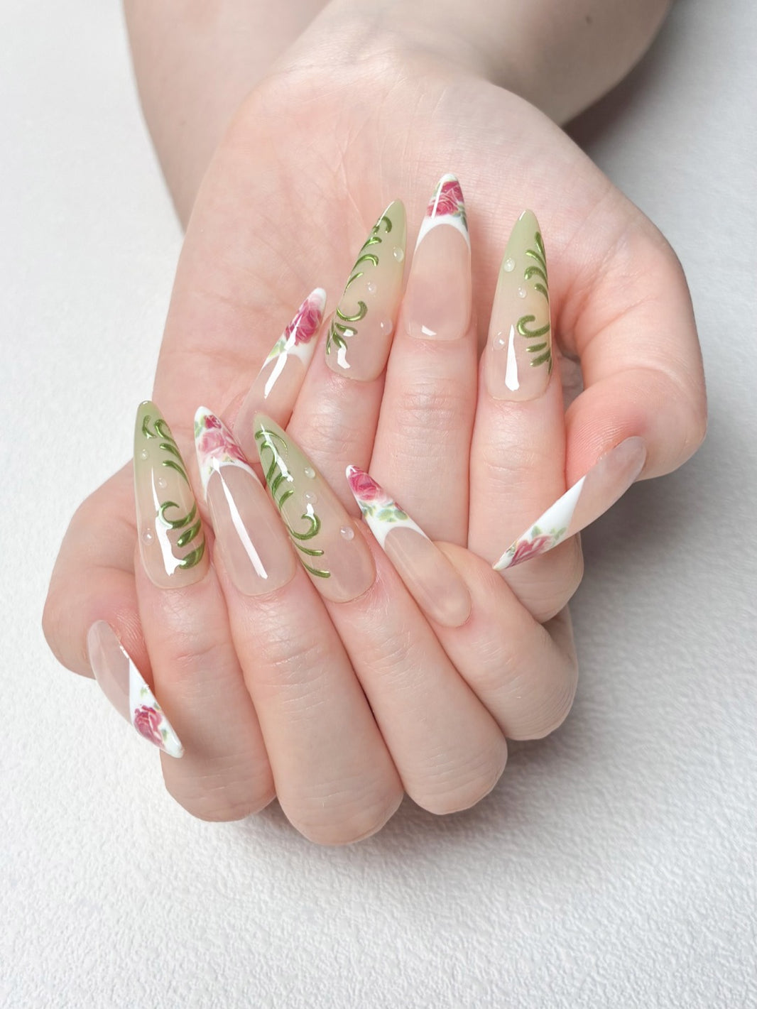Vintage Garden Custom False Nails