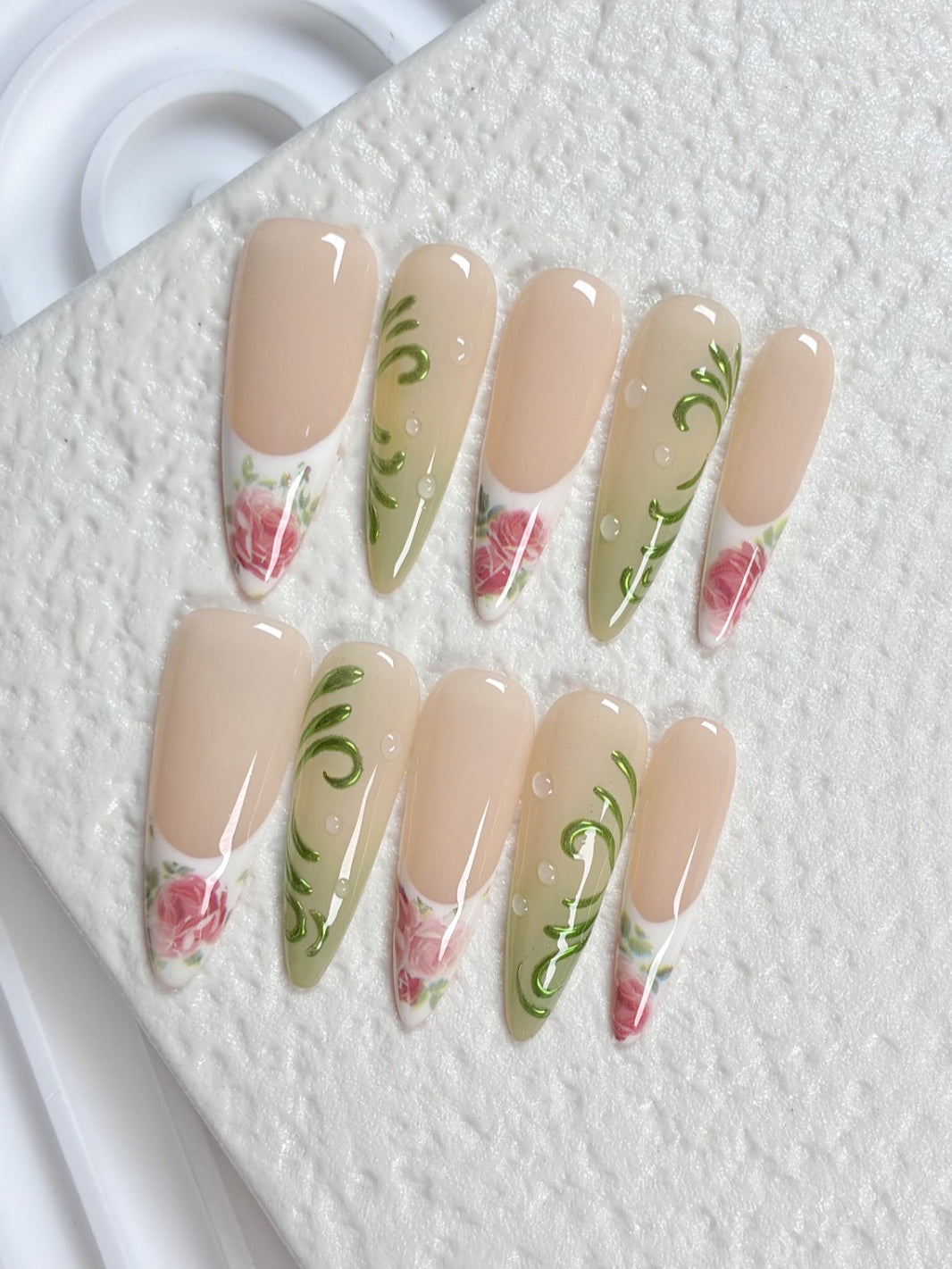 Vintage Garden Custom False Nails