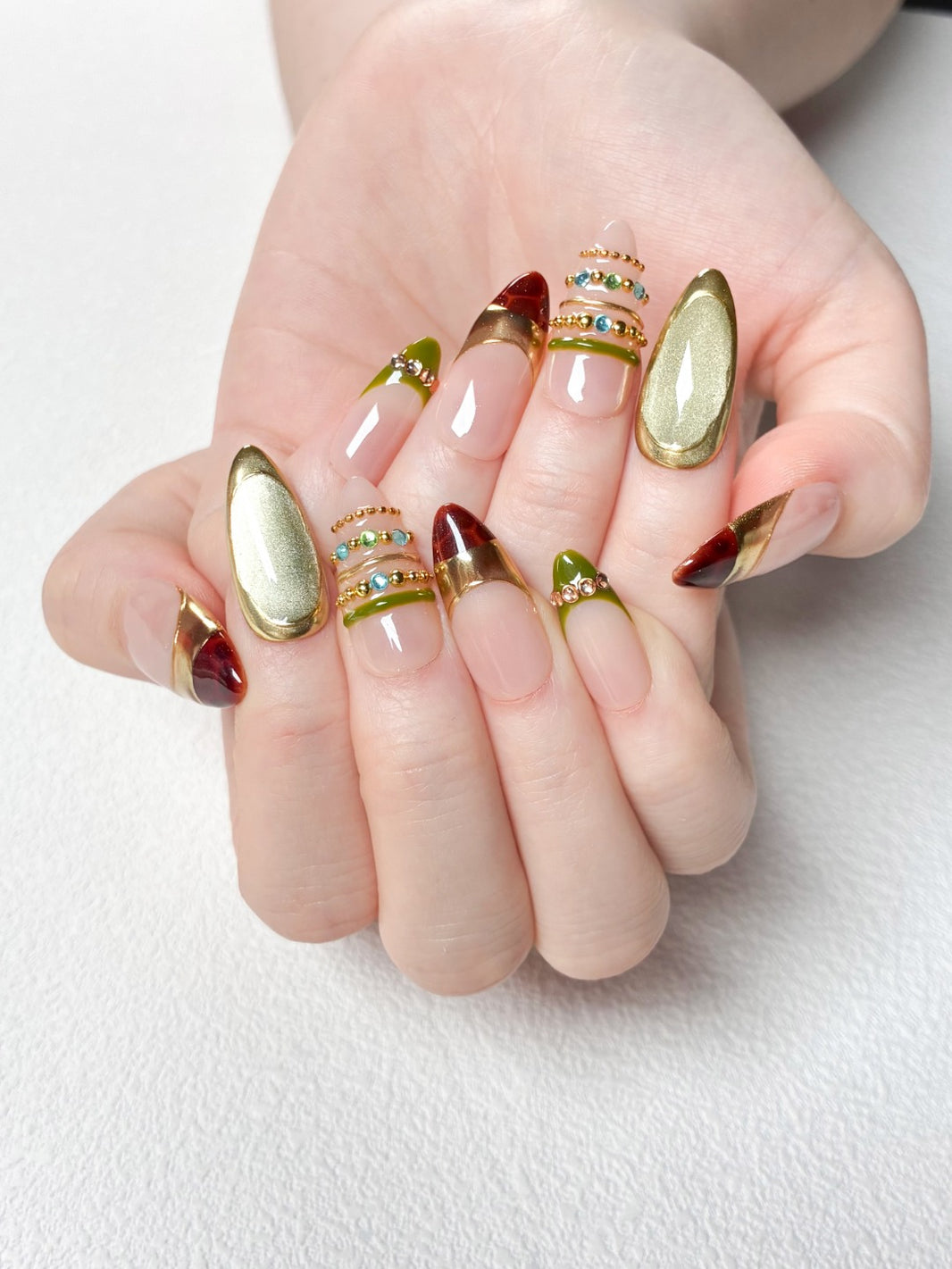 Luxury Gold Metal Tip Handmade Nails
