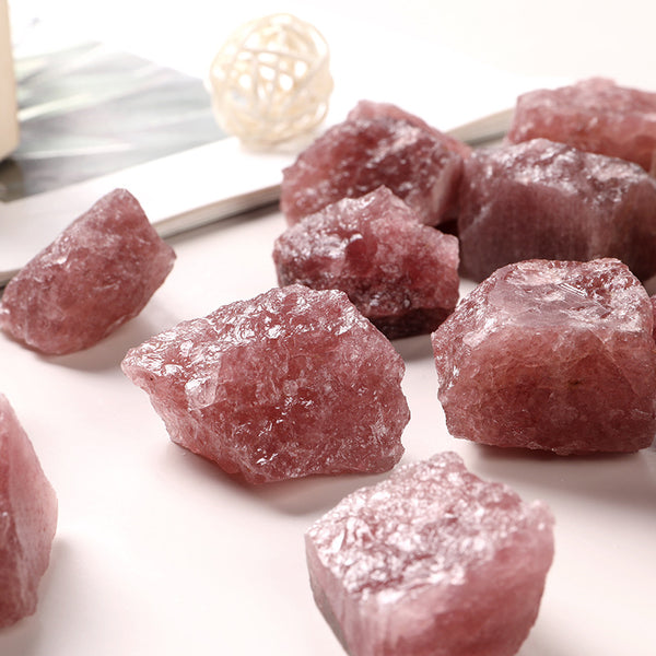 Natural Strawberry Crystal Raw Stone Home Bonsai Decoration
