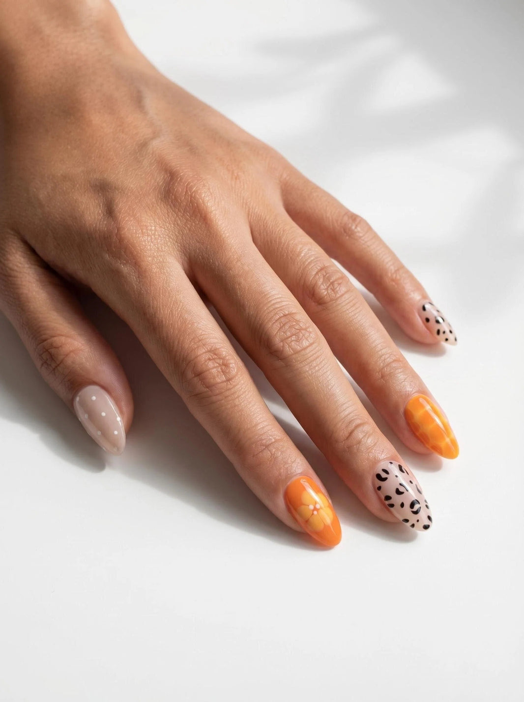 Autumn Orange Leopard Handmade Nails