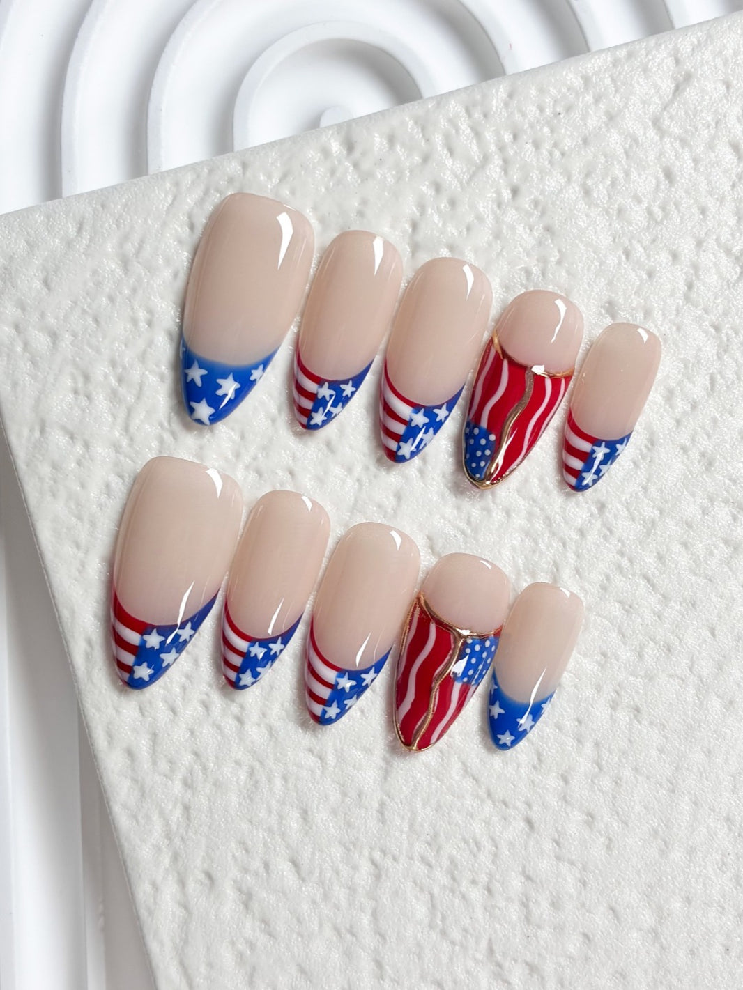 Independence Day Custom False Nails