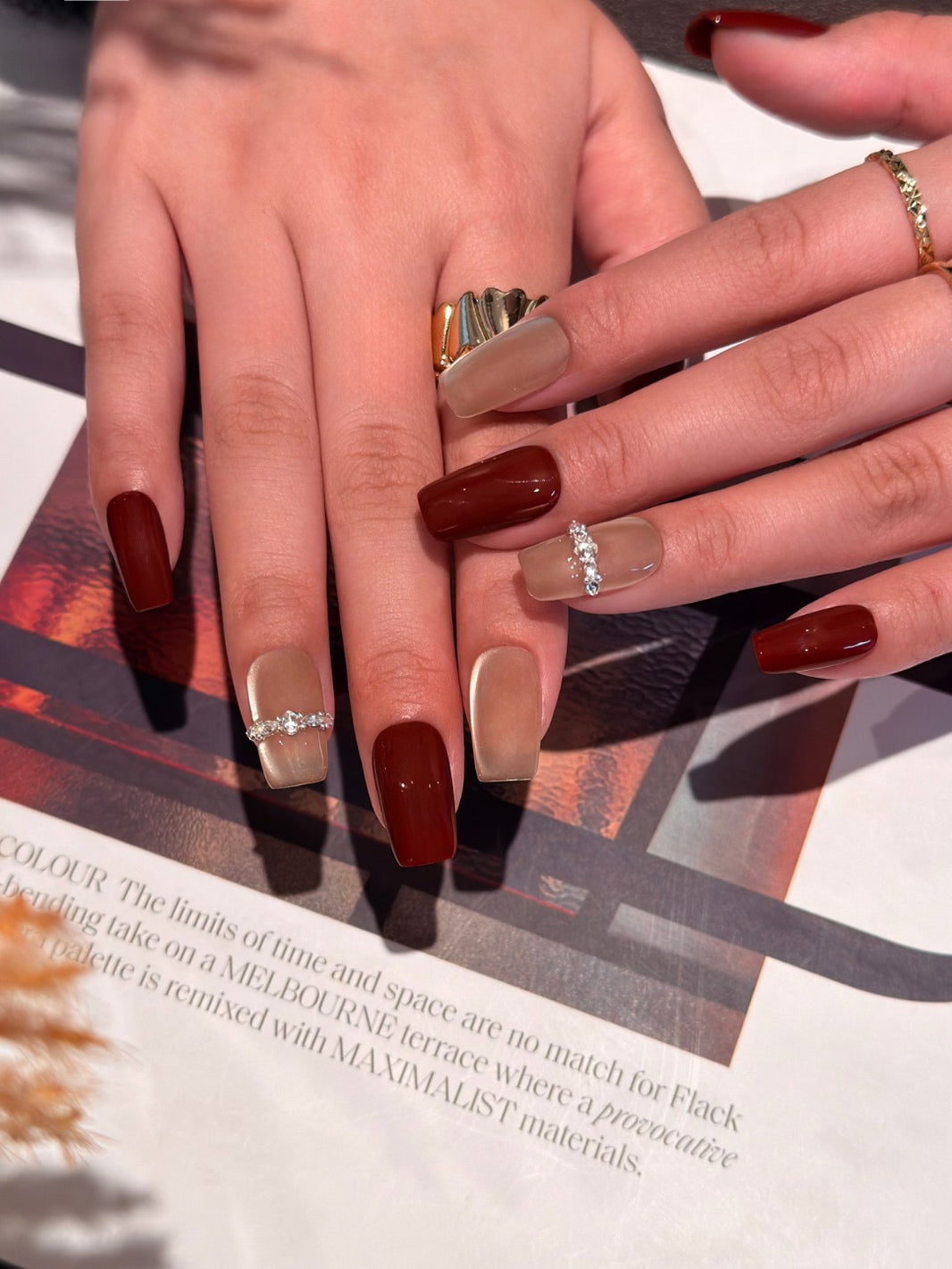 Classy Merlot Diamond Manicure
