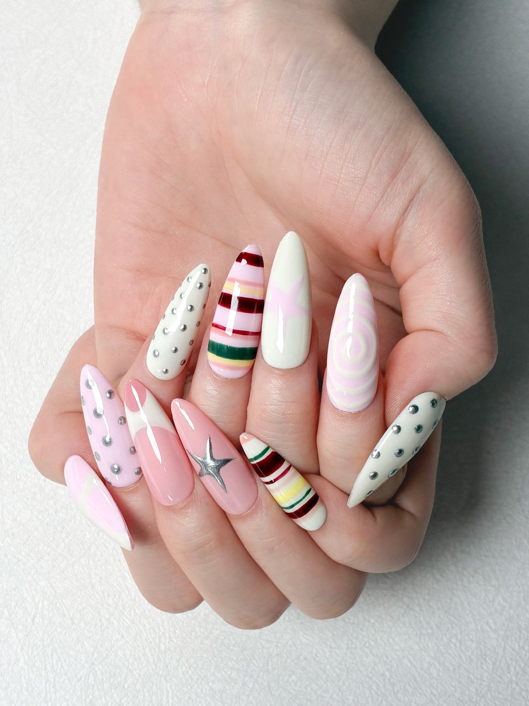 Pastel Rainbow Stripe Press Ons