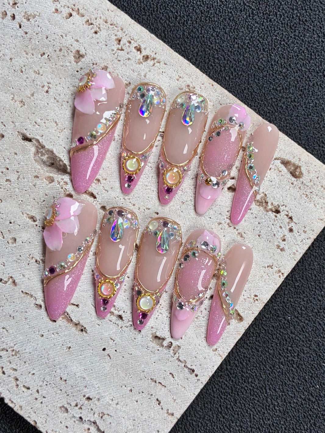 Gold Liner Rhinestone Press Ons