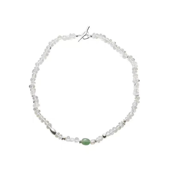 White Crystal Green Fluorite Necklace Collar Chain Niche Designs