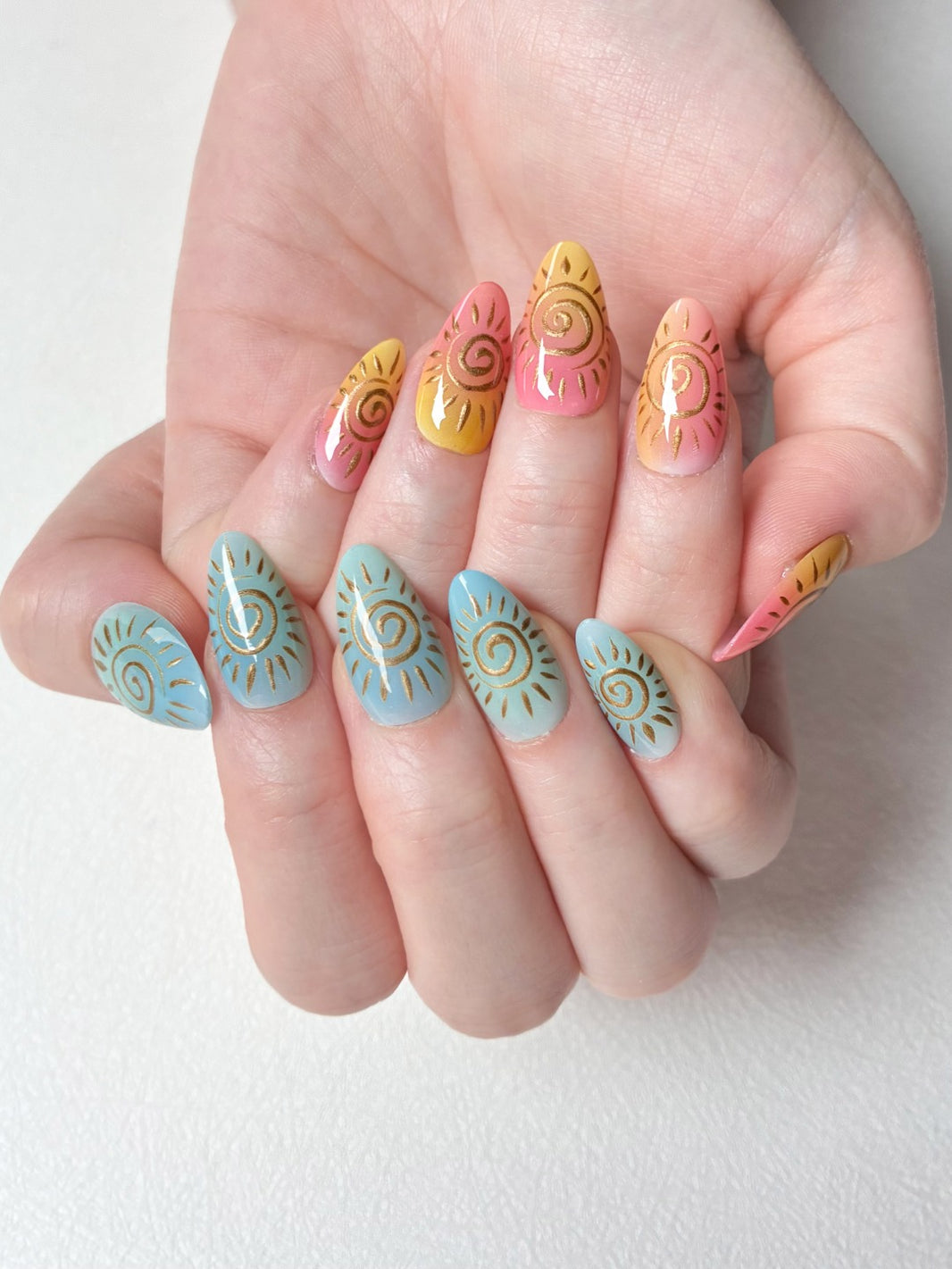 Summer Boho Sun Handmade Nails