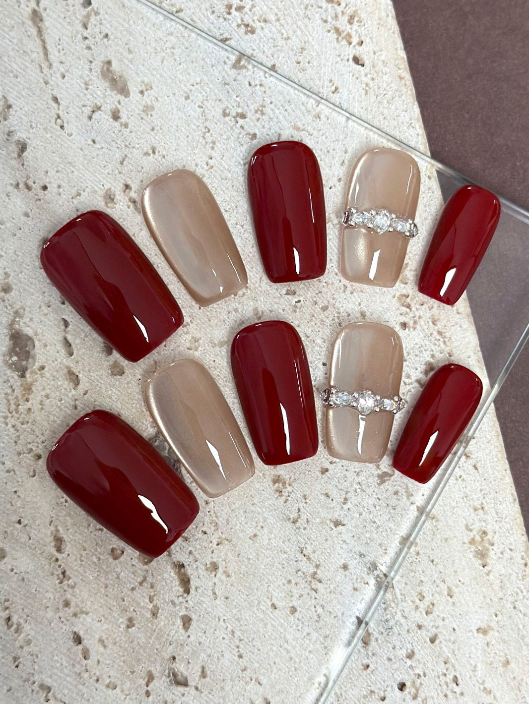Classy Merlot Diamond Manicure