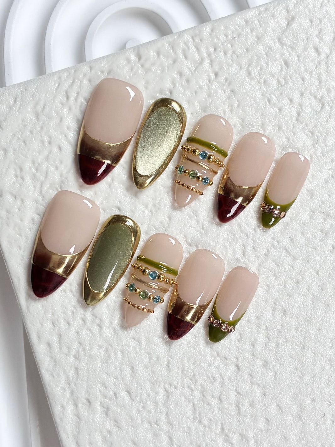 Luxury Gold Metal Tip Handmade Nails