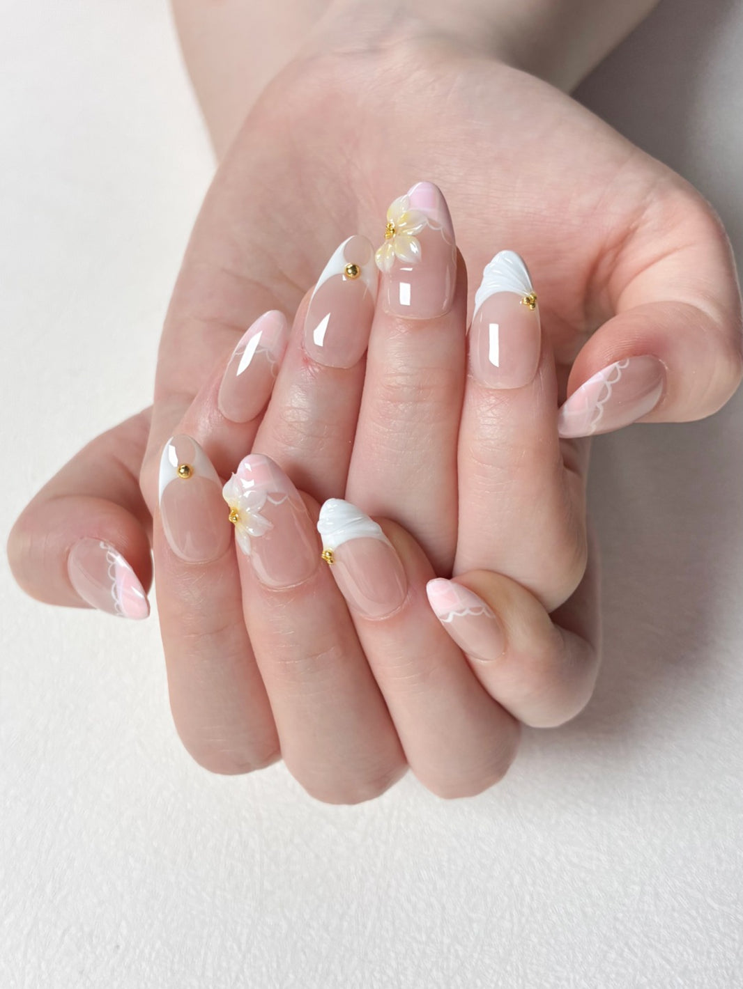 Pink Yellow Wave French Custom Nails
