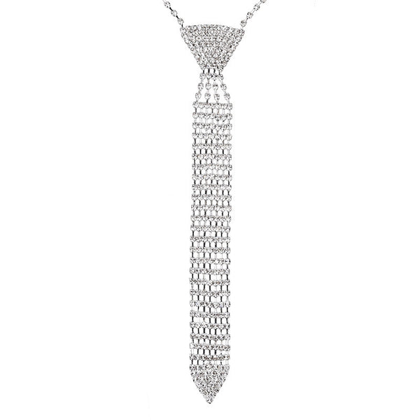 Long Tie Rhinestone Tassel Necklace